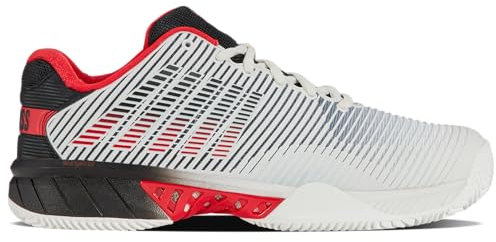 K-Swiss Herren Hypercourt Express 2 HB Tennis Shoe, Bright White/Stretch Limo/High Risk Red, 47 EU