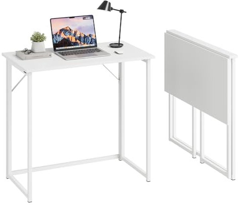Dripex Table de Bureau Pliante Bureau Informatique Pliable Petit Table d'Ordinateur pour Bureau Domicile, Assemblage Simple, 80 x 46 x 74 cm - Blanc