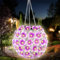 GEEZY Solar Flower Ball Light Hanging Solar Lights Outdoor Garden Lantern Garden Ornaments Outdoor Garden Lights Solar Powered Waterproof Decorative Lamp for Balcony Lawn Porch Patio Purple and White