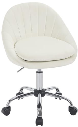 WOLTU Homeoffice Stuhl, Bürostuhl ergonomisch, Schminkstuhl drehbar, Drehstuhl mit Rollen, Schreibtischstuhl 150 kg belastbar, für Arbeitszimmer Schlafzimmer, Samt, Beige, BS167cm