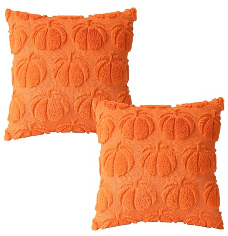 Horuili Dekorativ kuddedyna för höst och Halloween, pumpa dekoration, 2 stycken, 45 x 45 cm