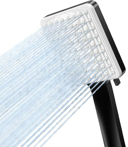 VOXON Shower Head, High Pressure Shower Heads with 6 Spray Modes, Power Water Saving ShowerHead, Universal Square Shower Head, Handheld Large Rain Shower Heads for Low Water Pressure, Black