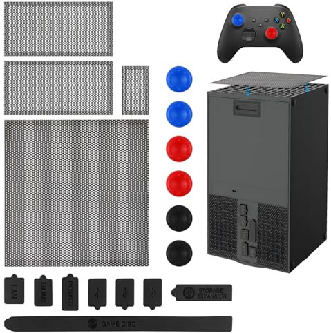 Cubierta antipolvo para consola Xbox Series X, 8 tapones de silicona y 4 filtros de polvo de ventilación superior y trasera de PVC con 6 tapas de agarre para mando Xbox, kit protector de funda a