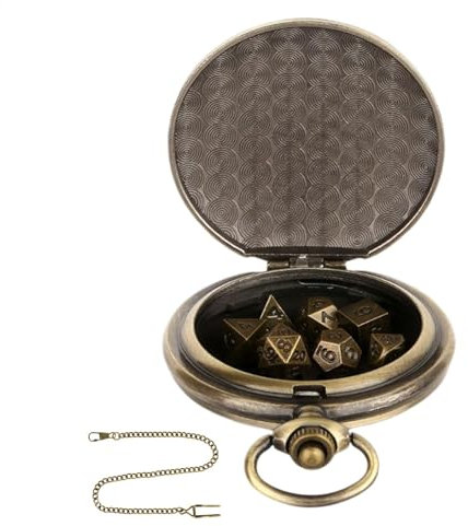 Knochen-Set mit Taschenuhr,Knochen-Set für Taschenuhren | Leichte, kleine Metallwürfel,Vintage Würfel Spiel Zubehör Würfel mit Kette für männliche und weibliche Spieler