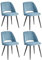 JZGORC Pack de 4 Silla de Comedor, Silla de Cocina de Pana a Rayas, Silla Tapizada con Diseño de Respaldo Hueco, Adecuada para Comedor, Sala de Estar, Cocina, Dormitorio - Azul