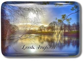 Gozisoci 3D Fridge Magnets for Leeds Park England UK Crystal Glass Rectangle Handmade Refrigerator Stickers Cute Souvenirs Home Kitchen Decor