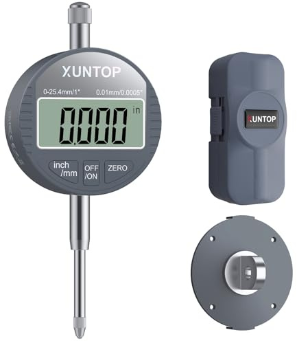 XUNTOP Digitaler Messuhr DTI Digital Dial Indicator 0,01/.0005'' Messbereich 0-25,4 mm (0-1'') für mechanische, industrielle & Laboranwendungen