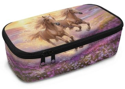 Renewold Großes Federmäppchen, tragbare Schreibwarentasche, multifunktional, Büro, Schreibwaren-Organizer, geeignet für Grundschule, Mittelschule, pferd, Einheitsgröße, Taschen-Organizer