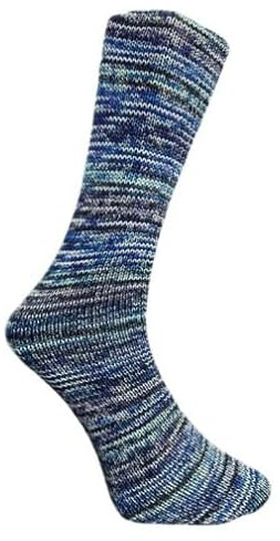 Ferner Wolle Lungauer Sockenwolle 6-fach Merino 826-25 - schwarrz/weiß/blau/türkis meliert