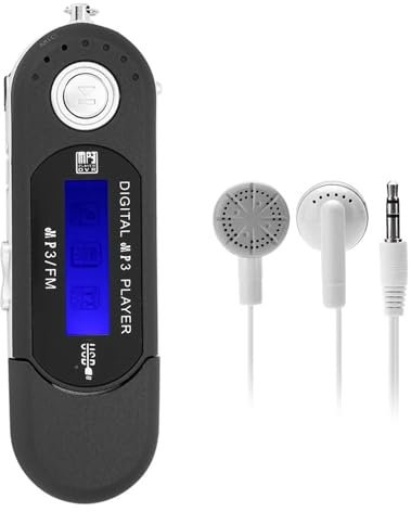 MP3 Player, Portable Music MP3 USB Player with LCD Screen, Mini Walkman with Earphone, Voice Memory Card, Support 32GB TF Card & FM Radio (Black)
