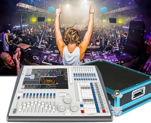 Professioneller DJ Lighting Controller mit Touchscreen, 12 DMX-Ausgänge, 6144 Kanäle, Flightcase für Bühnenbeleuchtung Programmierung und Performance