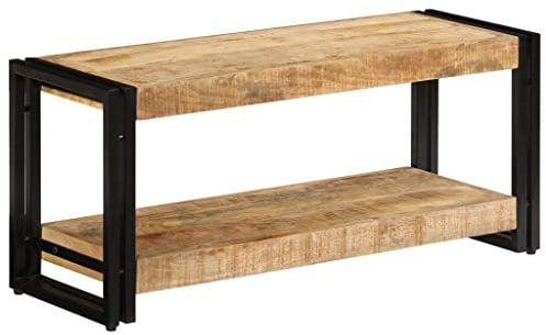 IBUQDDV Massivholz TV-Schrank 90x30x40 cm Antik-Stil Mangoholz Vintage Flurschrank Handgefertigt mit Ablage Industriestil