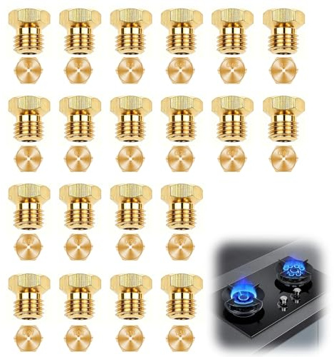 20 Stück Gasherd Düsen Gasdüsen Set, Brennerdüsen für Gasgrill und Gaskochfeld, Butangas Propangas Ersatzteile, Universal LPG Gas Nozzles, 0.5*3-0.65*2-0.7*4-0.73-0.87*3-0.9-0.95-0.97*2-1.02-1.15-1.35