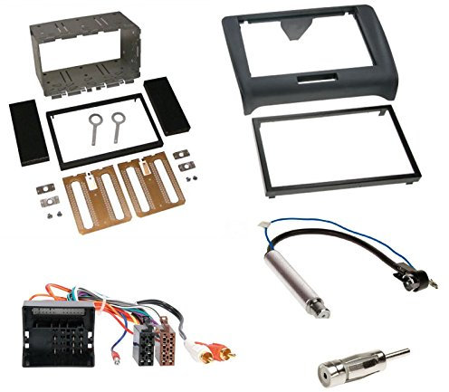 Einbauset : Autoradio Doppel 2-DIN Radioblende schwarz + ISO Radio Adapter für Audi TT (8J) 04/2006-03/2014 nur für Modelle mit Teilaktivsystem (Nicht geeignet für Bose Soundsysteme)