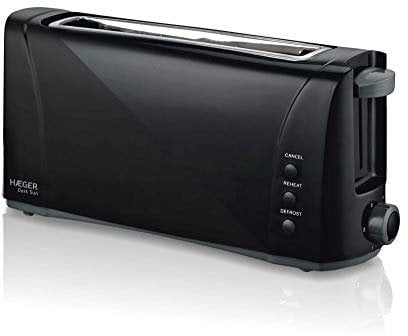 HAEGER Dark Sun - Tostapane, 1 Fessura Extra Lunga, Multifunzione, 1000W, 6 Livelli di Doratura, Nero