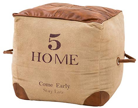 Italian Concept, Sitzsack mit Gestell aus Holz, Füllung aus Polyurethan und Bezug aus Stoff und Top in Leder, braun, Einheitsgröße