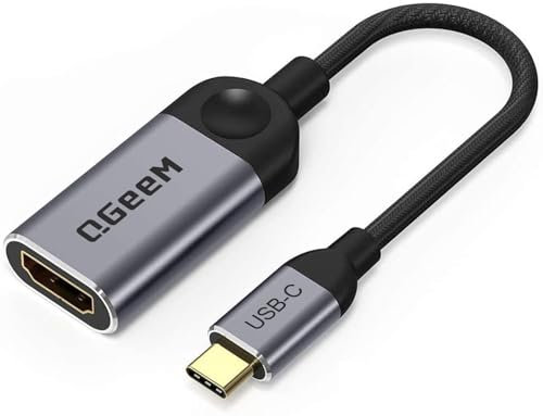 QGeeM Câble Adaptateur USB C vers HDMI 4K, Adaptateur Thunderbolt 3 vers HDMI Compatible pour MacBook Pro 2019/2018/2017 MacBook Air/iPad Pro 2018 Surface Book 2, Dell XPS 13/15 Samsung Galaxy S10/S9