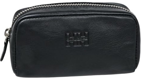 Elbleder Schlüsseletui Leder Schwarz mit Reißverschluss - Echtleder Schlüsseltasche für Damen & Herren mit 2 Schlüsselringe - Key Bag mit Zip Münzfach - Polo 117 BK