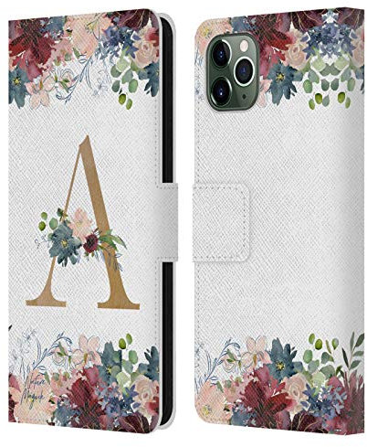 Head Case Designs Officially Licensed Nature Magick Letter A Flowers Monogram Floral Gold Leather Wallet Case Compatible With Apple iPhone 11 Pro Max
