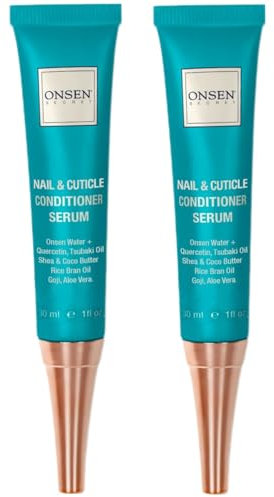 Onsen Nail & Cuticle Cream Treatment w/Japanese Tsubaki, Jojoba & Lavender Oil, Shea Butter - Strengthens Nails, Softens Cuticles - Daily Repair Care - 2x30ml