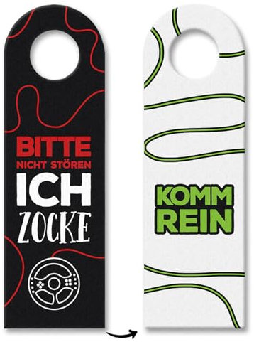 10x Nicht stören ich zocke oder Komm rein Türhänger mit Lenkrad Motiv