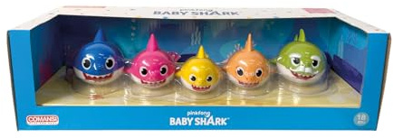 Comansi - Baby Shark Collection Set - 5 Figuren: Baby Shark, Mommy Shark, Daddy Shark, Grandpa Shark, Grandma Shark