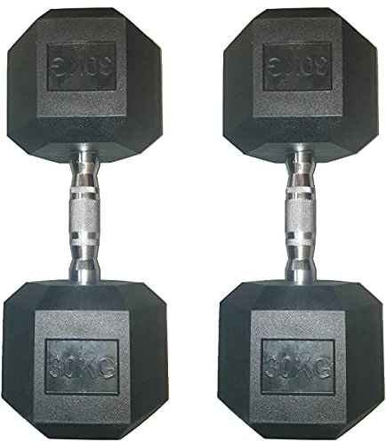 Ironman Rubber Coated Hex 30kg Dumbbell - Pair