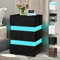 ELFORDSON LED Bedside Table with 3 Drawers, 4-side High Gloss, 16 RGB LED Colours, Tall Bedside Cabinet Nightstand with Plug, Remote Control, Sofa Side Table for Bedroom Living Room, Black