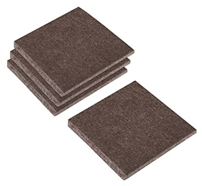 sourcing map Felt Furniture Pads, 50mm x 50mm Self Adhesive Square Floor Protectors for Furniture Legs Hardwood Floor, Brown 12Pcs