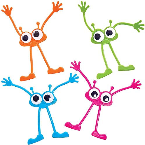 Baker Ross FX415 Biegbare Monster Mitgebsel-4er Pack, Kleines Kinderspielzeug, Halloween Biegespielzeug für Kinder, Ideal für Kindergeburtstag oder Halloweenparty Gastgeschenke