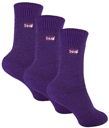 THMO 3 Pairs Multipack Kids Thermal Socks Ribbed Soft Top Fleece Fluffy Inner Warm Socks for Boys & Girls