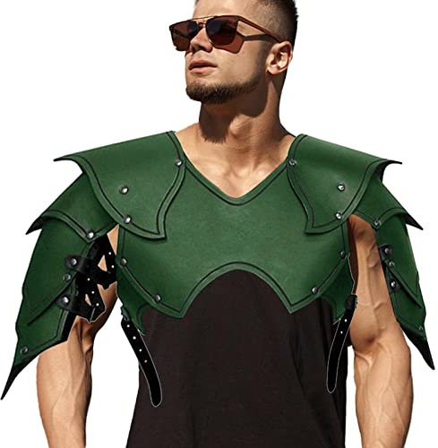 BAOK Mittelalterliche Ritter-Arme, Rüstung, mittelalterliches Elfen-Kostüm, Elfen-Schulter-Brustpanzer – Ritter-Leder-Larp-Weste, Tops, Schnallenriemen, Cuirass für Männer und Frauen