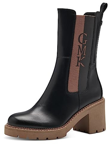 MARCO TOZZI by Guido Maria Kretschmer Stivaletti Chelsea Donna in Pelle Sintetica con Tacco, Nero (Black/Nature), 41 EU