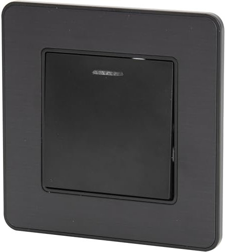 Interrupteur simple complet va et vient à voyant 10A - métal Noir brossé - Kouro - Zenitech