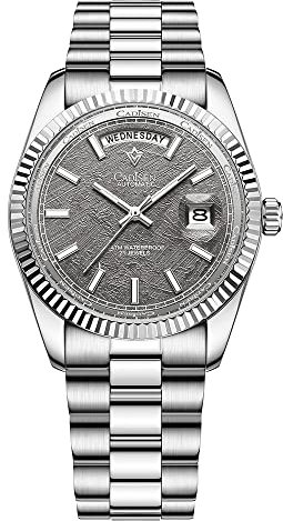 CADISEN Automatik Uhr Herren Mechanische Automatikuhr Saphirglas Und Rostfreier Stahl Wasserdicht (8215 Grau)