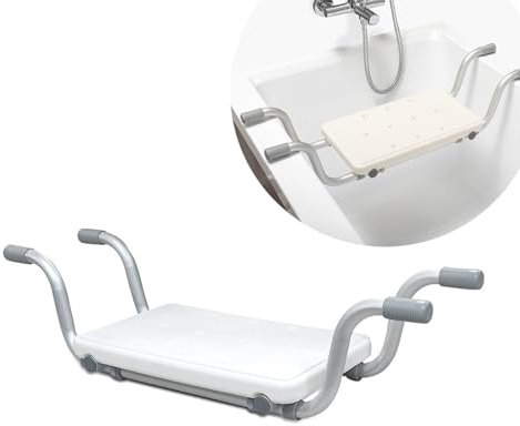 bimiti Badewannensitz, Badewannenbretter, rutschfest Sitzbrett Ausziehbare 72-82cm Badewannenablage 130 kg Tragkraft für Erwachsene, Senioren Badewanne Badezimmerstuhl Badezimmer Badebrett