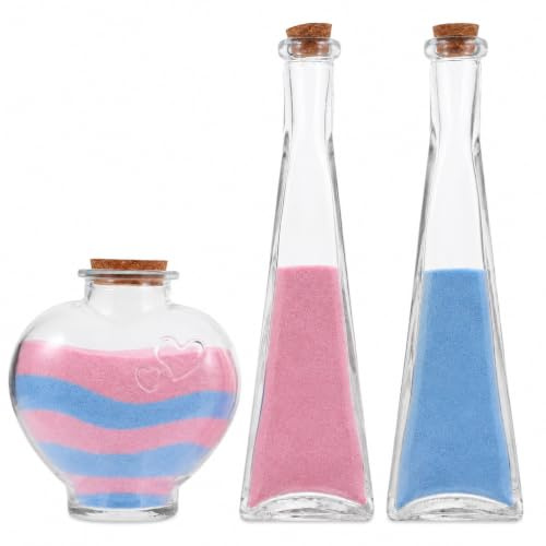 FOMIYES Unity Sand Set 3-teiliges Hochzeitszeremonie-Set, transparenter Turm und Vase in Herzform mit Deckel, dekorative Gläser aus Glas, Drift-Flasche, Flaschendekoration