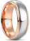 NUNCAD 8mm Anello in Oro Rosa e Argento per Uomo Anello in Tungsteno a Cupola con Bordo a Gradini Taglia 17