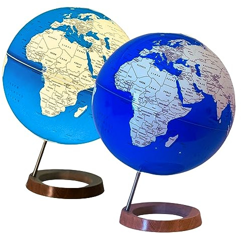 Exerz 33cm Leuchtglobus/Beleuchteter Globus Holzsockel mit 33 cm Durchmesser – Selbstmontage – Englische Karte