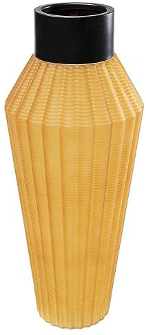 Kare Design Vase Barfly Amber Matt, gelb/schwarz, Blumenvase, Dekorationsvase, Gefäß für Blumen, Tischvase, 43cm