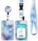 ID Ausweishalter mit Lanyard, Einziehbarer Schlüsselband Ausweishalter, Ausweishülle mit Band Schlüsselanhänger für Personalausweis, Studentenausweis, Kreditkarten (Marble Blue)