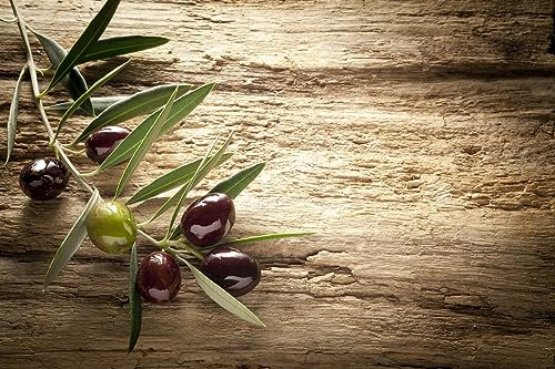 Queence | Küchen Spritzschutz Oliven 80x60x0,3 cm | Küchenrückwand | Alu-DiBond | Fliesenschutz für den Herd und Spüle | Küchenfliesen | Fliesenspiegel | Rückwand