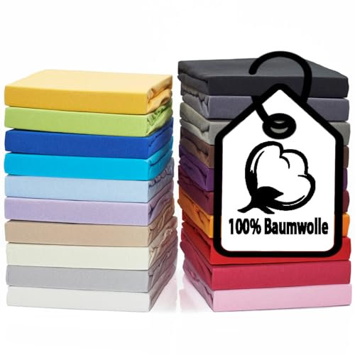 MALIKA® Spannbettlaken 90x200cm - 100x200cm Baumwolle Bettlaken Jersey Betttuch Spannbetttuch Laken - Matratzenhöhe bis 28 cm