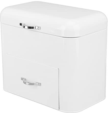 Recipiente Grande para Pan de Granja, Caja de Pan de Hierro con 2 Estantes, Capacidad Extra Grande para Pan y Productos Horneados (Blanco lechoso)