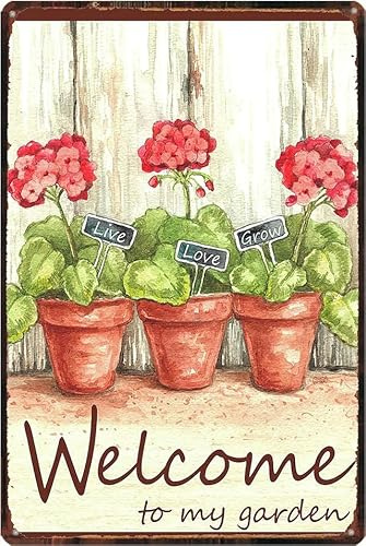 Geroclonup Garden Metal Sign Welcome to my Garden Metal Signs Vintage Herb Poster Wall For Garden Porch Yard Potting Bench Greenhouse Outdoor Decor 20x30cm
