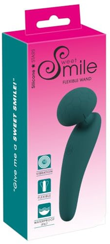 Sweet Smile „Wand Vibrator“ – flexibler Ganzkörper Massagestab für Frauen und Männer, mit 10 Vibrationsmodi und reiz-strukturierten Massagekopf, in grün