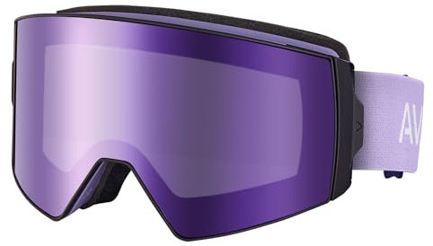AVAWAY Skibrille Snowboard Brille Zylinder Verspiegelt Magnet-Wechselsystem OTG UV-Schutz Anti Fog Linse