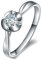 ANAZOZ Trauringe Platin 950, Ringe Moissanite 0.2 Karat und Moissanit Karat Verlobungsring Damen größe 48 (15.3)