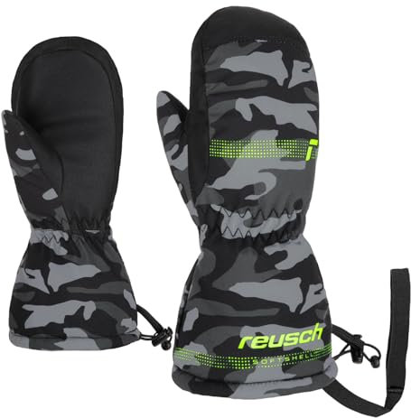 Reusch Kinder Skihandschuhe Handschuhe Maxi R-TEX XT Mitten, Farbe:Schwarz, Artikel:-7696 black/grey camou, Größe:5-6 Jahre