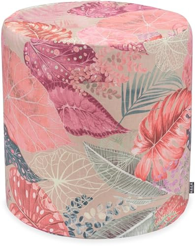 H.O.C.K. Bora Outdoor Kissen in verschiedenen Größen in Aqua bla und rosa pink floral Allover (Rosa Pink, Hocker rund ø45x45cm)